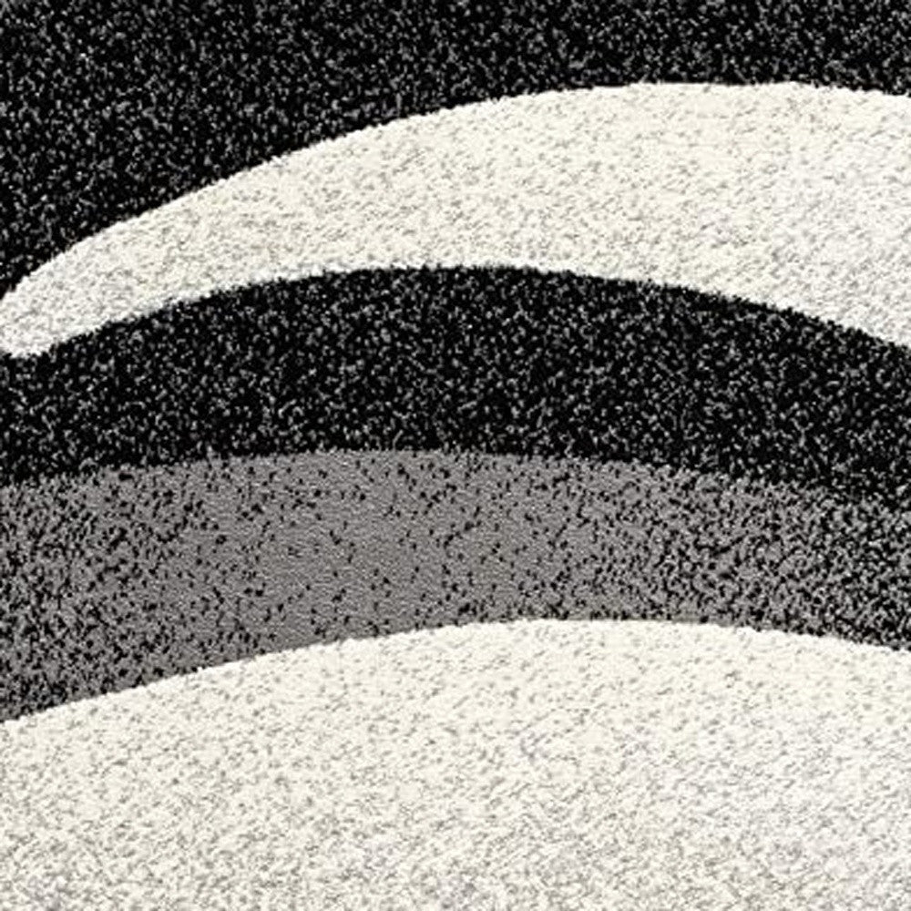 20' Black And Gray Abstract Runner Rug-Area Rugs-DECOROLALA