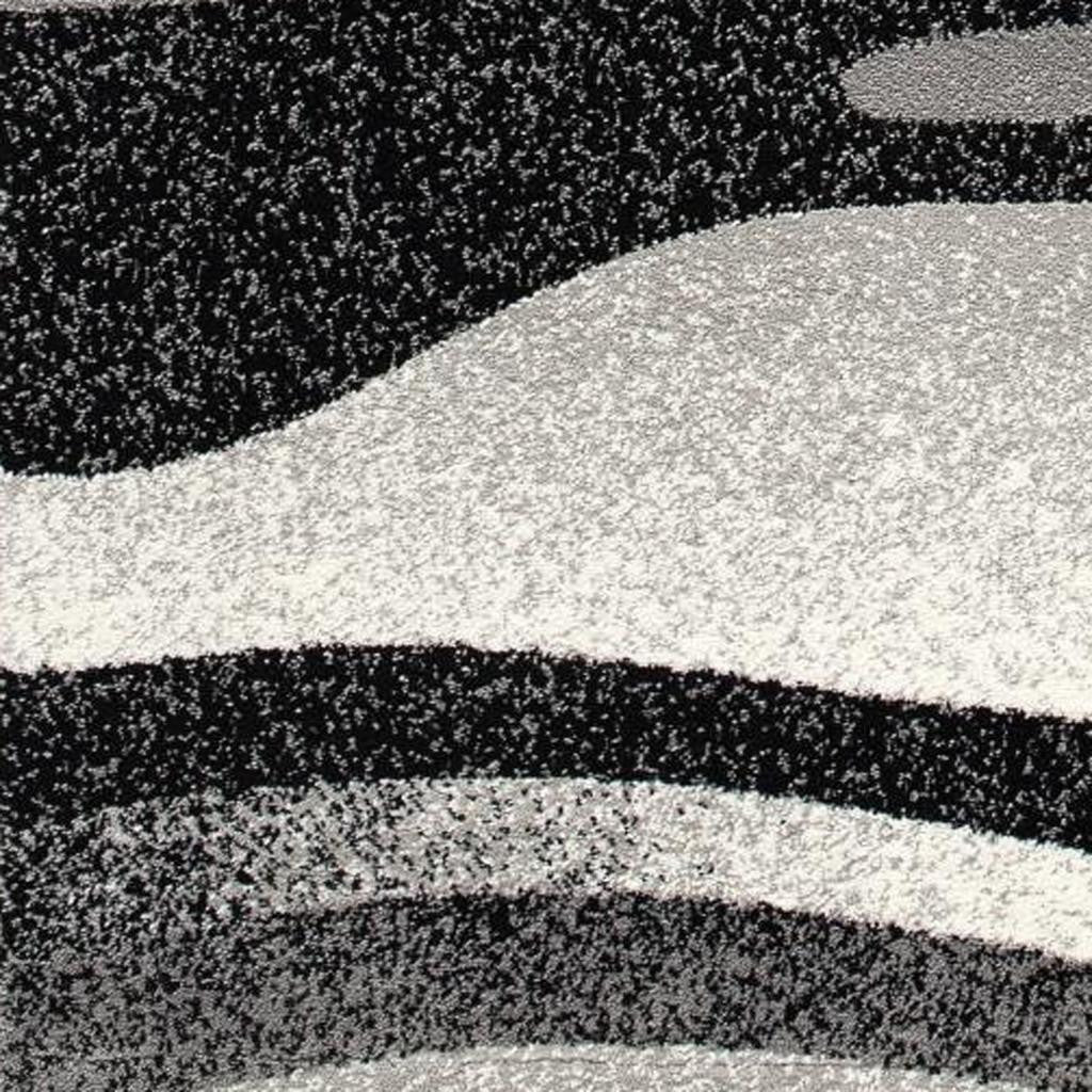 20' Black And Gray Abstract Runner Rug-Area Rugs-DECOROLALA