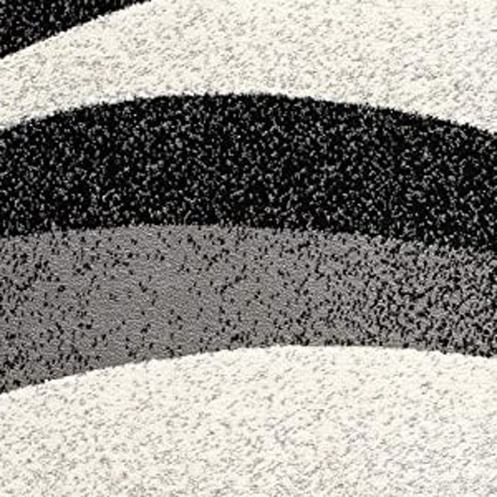 20' Black And Gray Abstract Runner Rug-Area Rugs-DECOROLALA