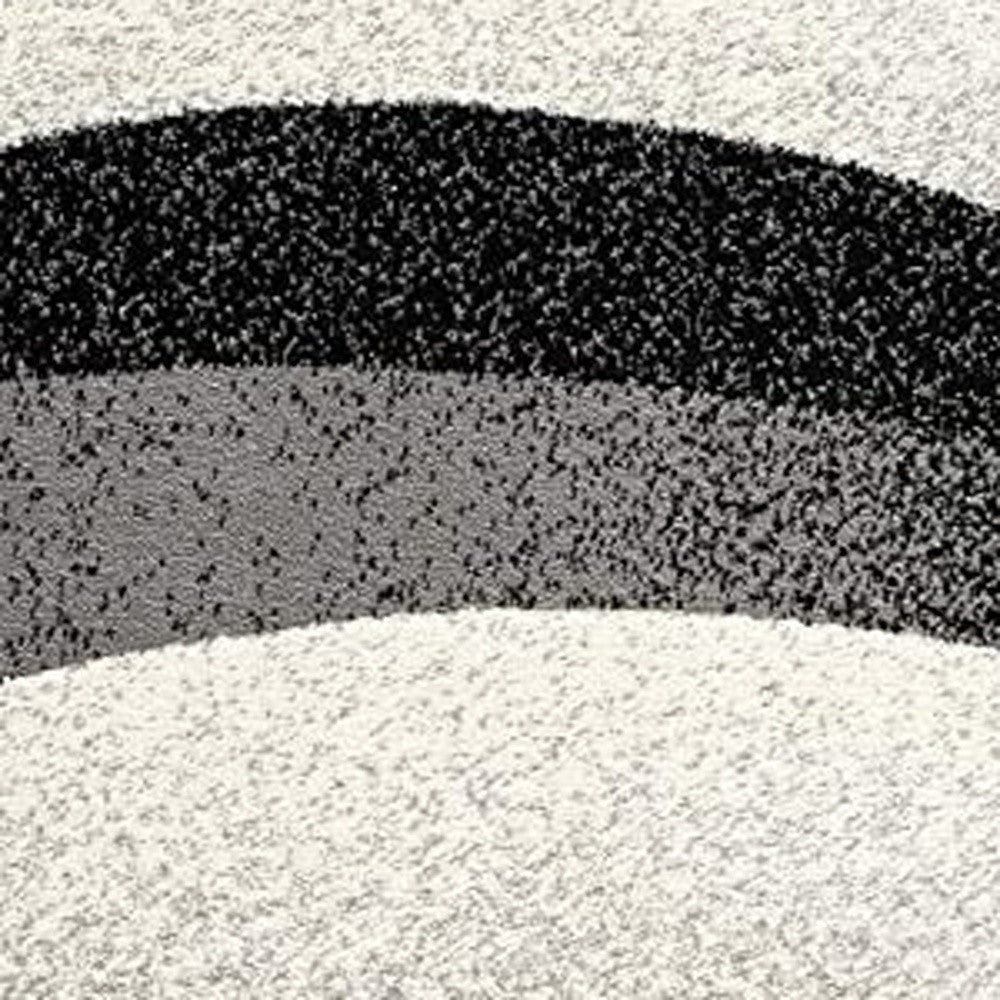 20' Black And Gray Abstract Runner Rug-Area Rugs-DECOROLALA