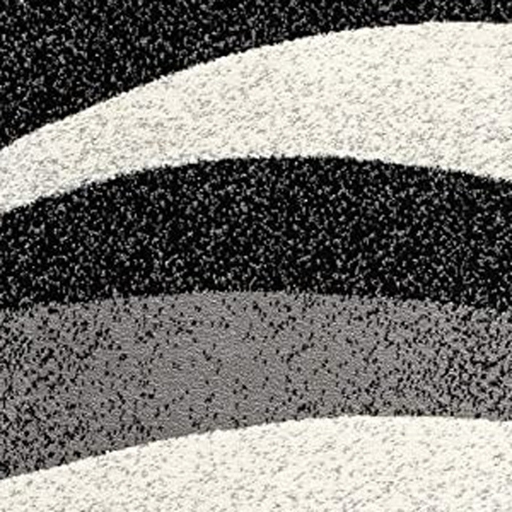 20' Black And Gray Abstract Runner Rug-Area Rugs-DECOROLALA