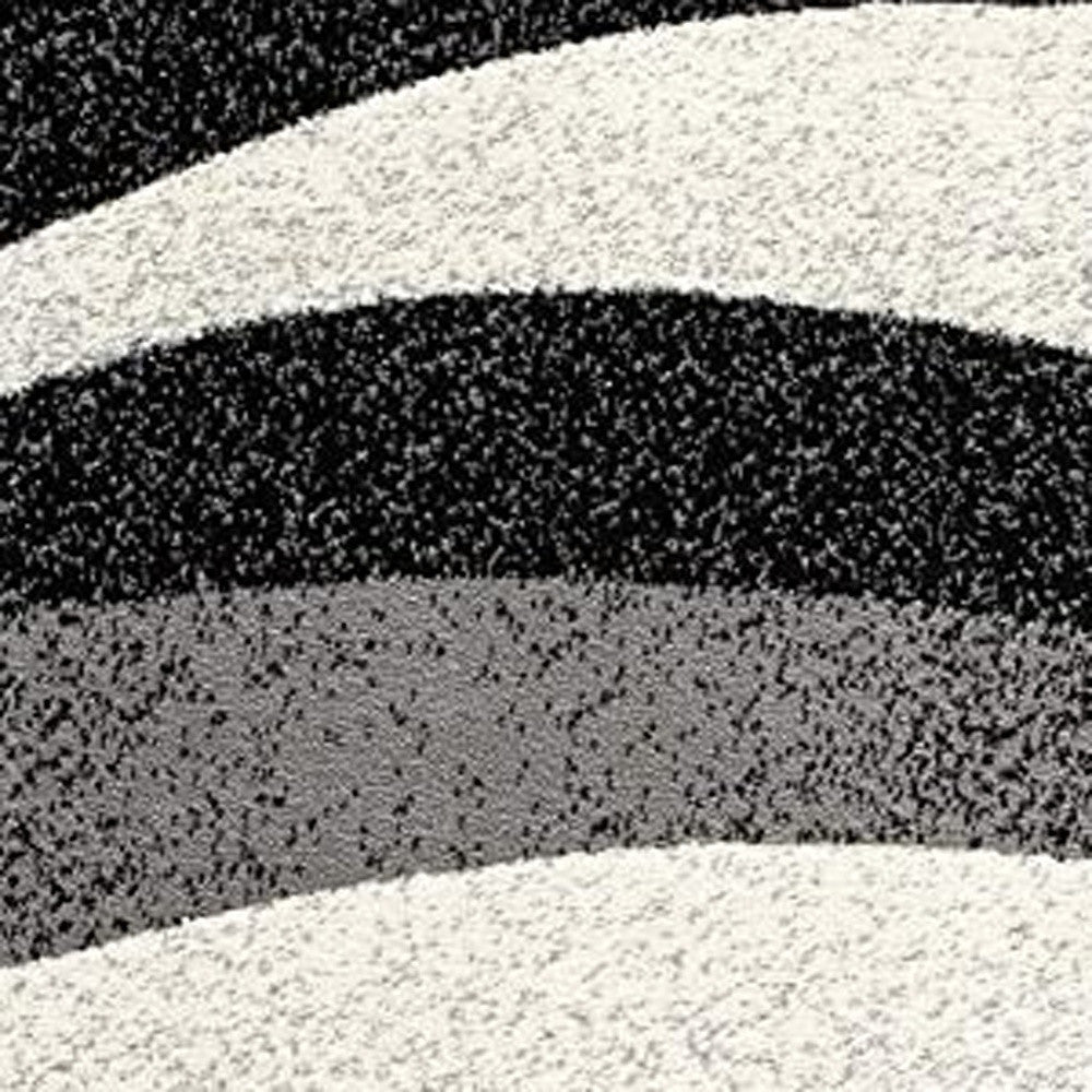 20' Black And Gray Abstract Runner Rug-Area Rugs-DECOROLALA