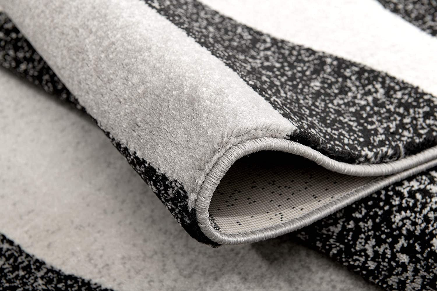 20' Black And Gray Abstract Runner Rug-Area Rugs-DECOROLALA