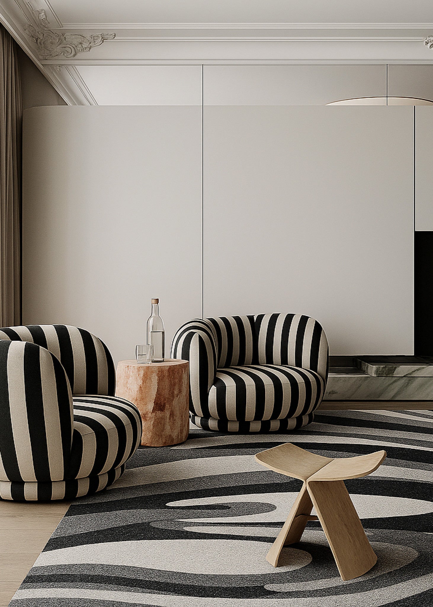 20' Black And Gray Abstract Runner Rug-Area Rugs-DECOROLALA