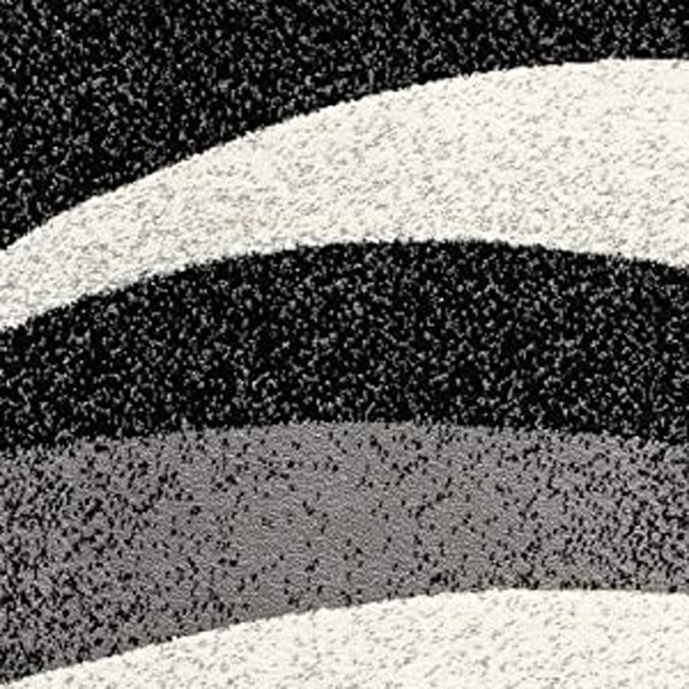 20' Black And Gray Abstract Runner Rug-Area Rugs-DECOROLALA