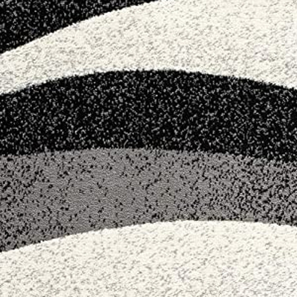 20' Black And Gray Abstract Runner Rug-Area Rugs-DECOROLALA