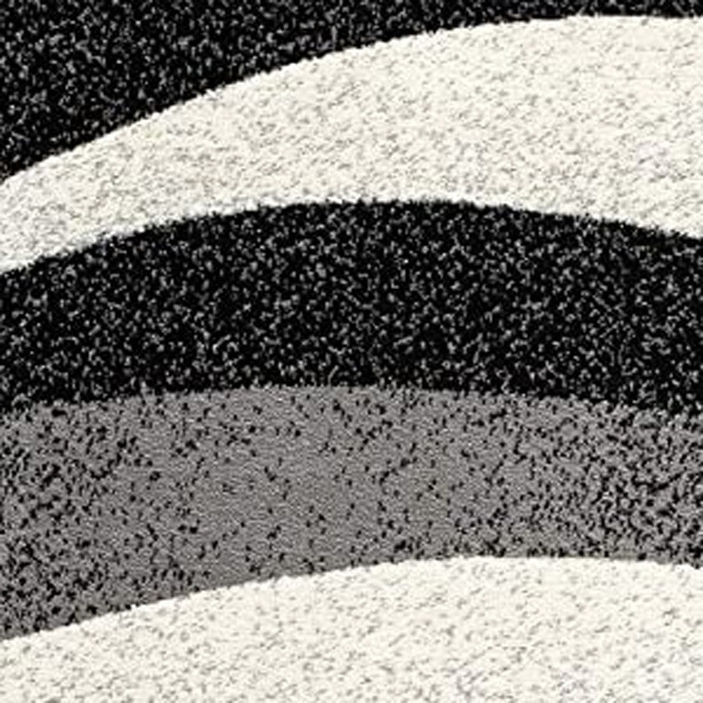 20' Black And Gray Abstract Runner Rug-Area Rugs-DECOROLALA