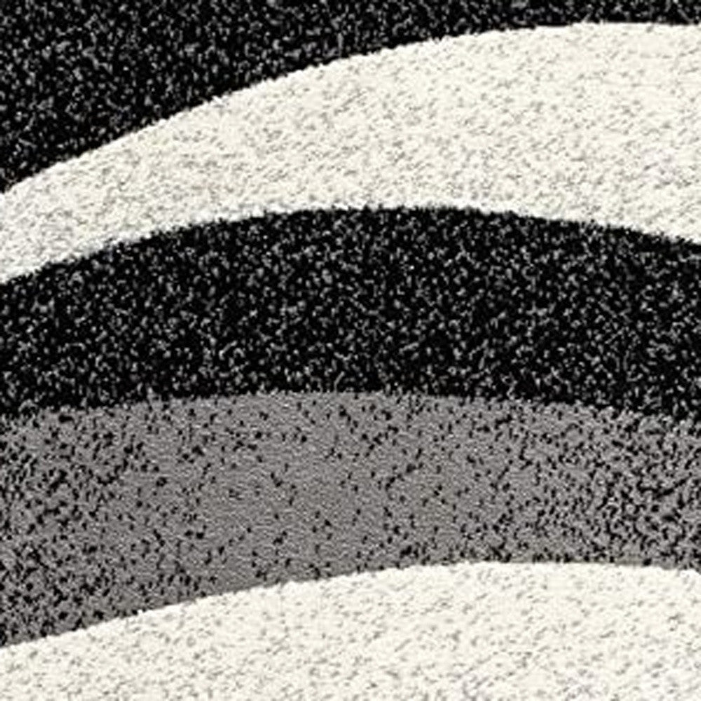 20' Black And Gray Abstract Runner Rug-Area Rugs-DECOROLALA