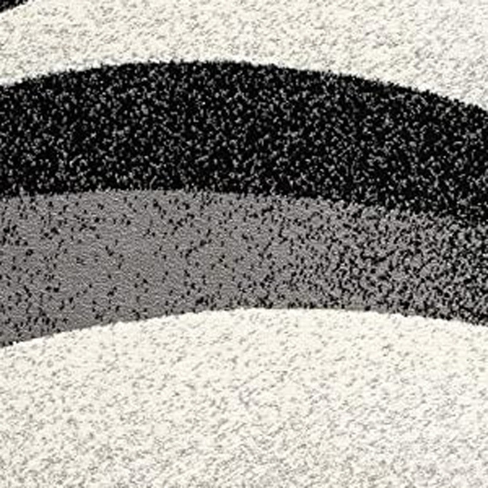 20' Black And Gray Abstract Runner Rug-Area Rugs-DECOROLALA