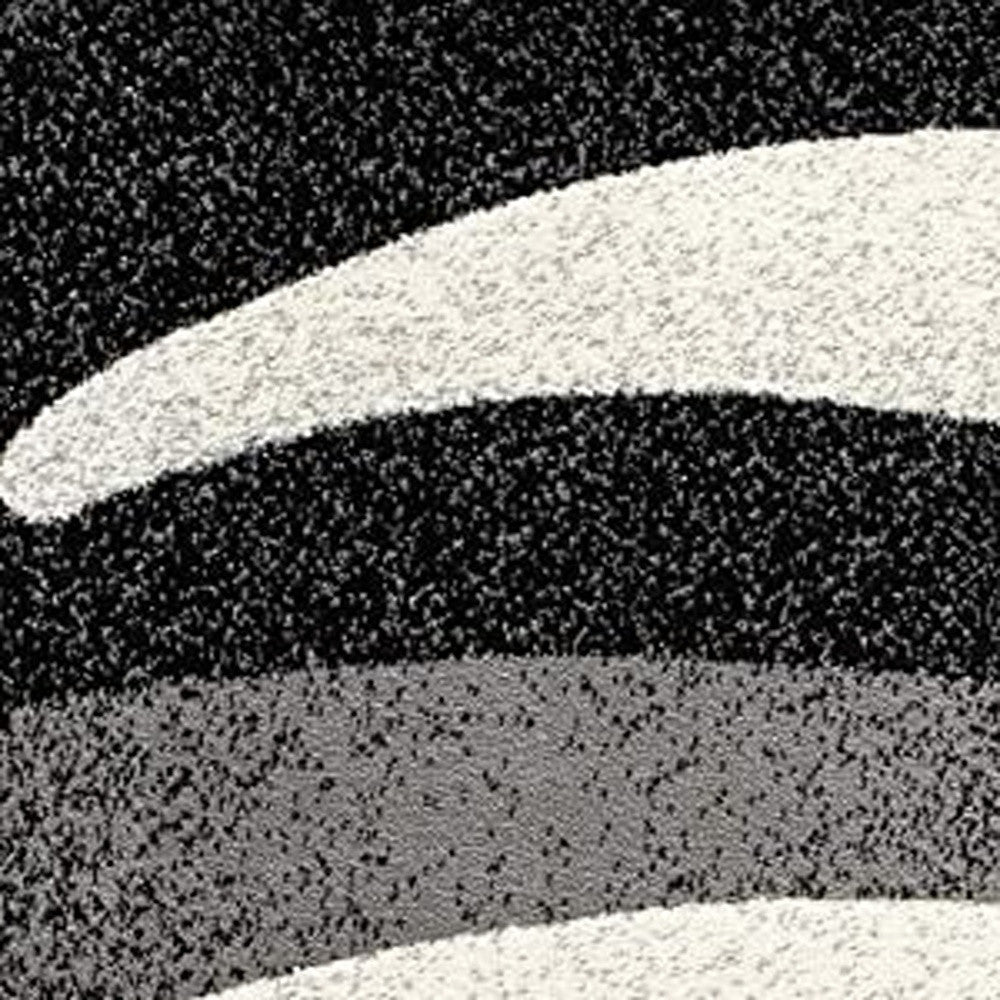 20' Black And Gray Abstract Runner Rug-Area Rugs-DECOROLALA