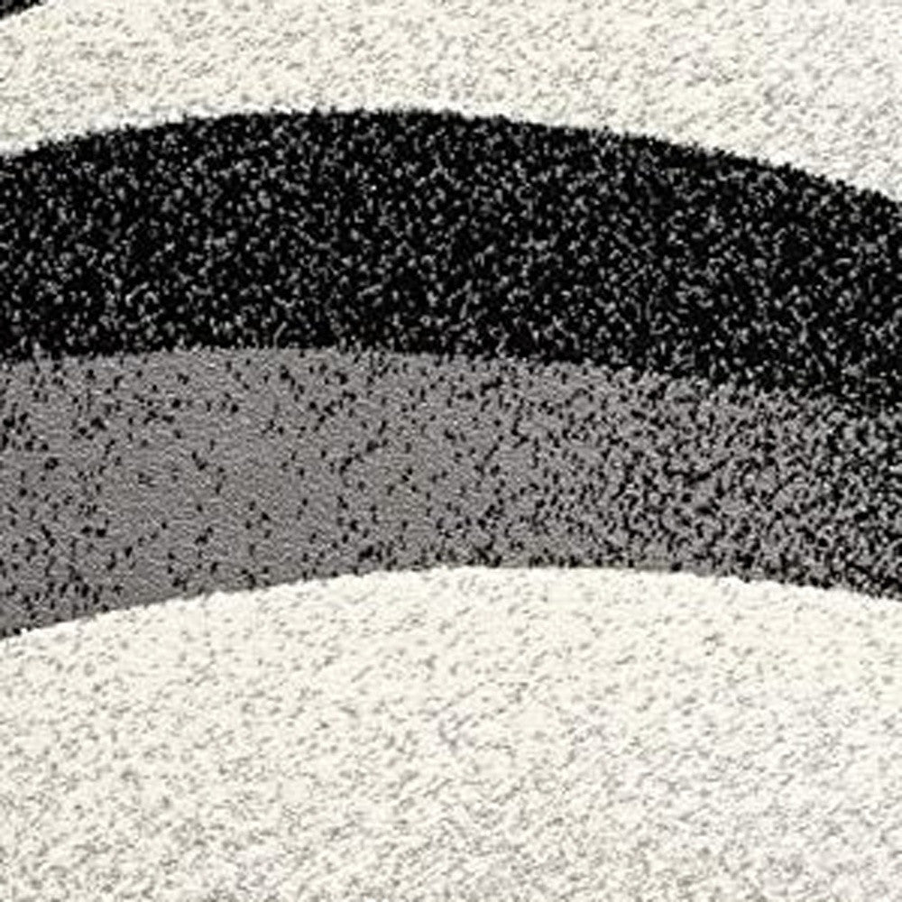 20' Black And Gray Abstract Runner Rug-Area Rugs-DECOROLALA