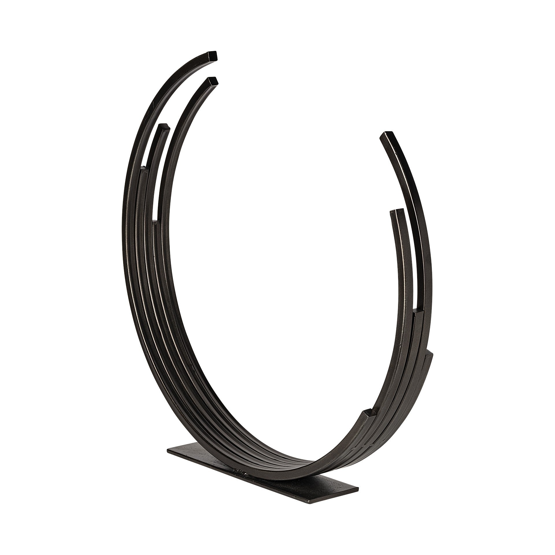 20" Black Iron Modern Abstract Tabletop Sculpture-Sculptures-DECOROLALA