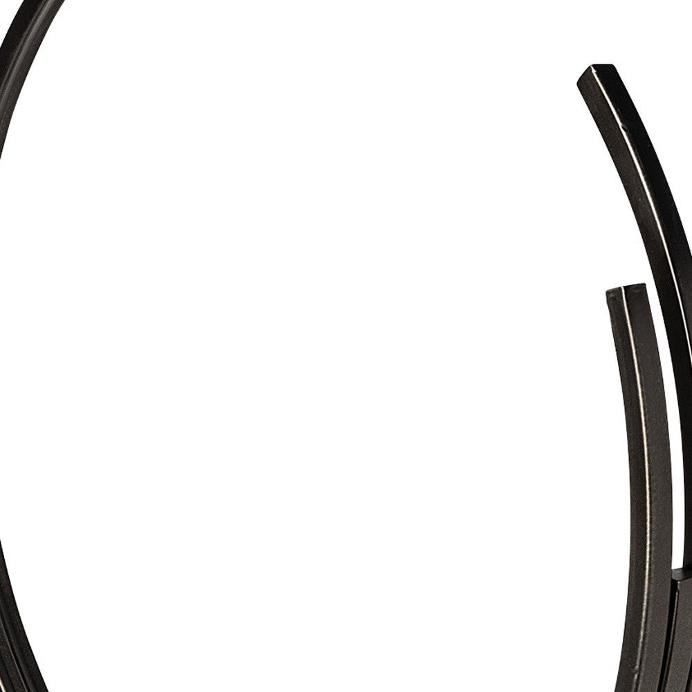 20" Black Iron Modern Abstract Tabletop Sculpture-Sculptures-DECOROLALA