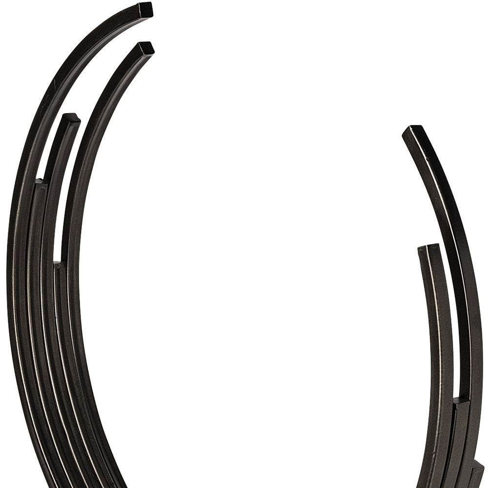 20" Black Iron Modern Abstract Tabletop Sculpture-Sculptures-DECOROLALA