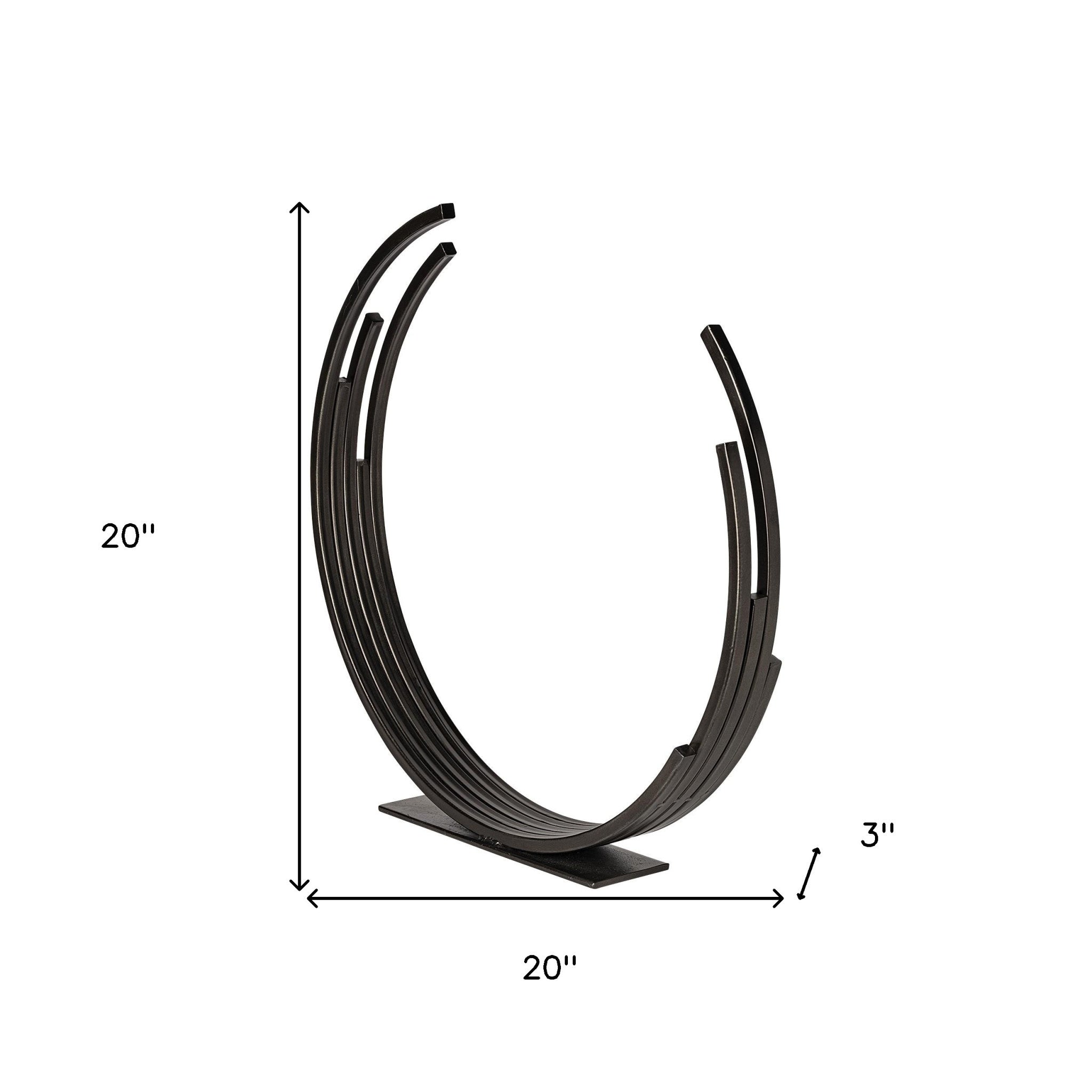 20" Black Iron Modern Abstract Tabletop Sculpture-Sculptures-DECOROLALA