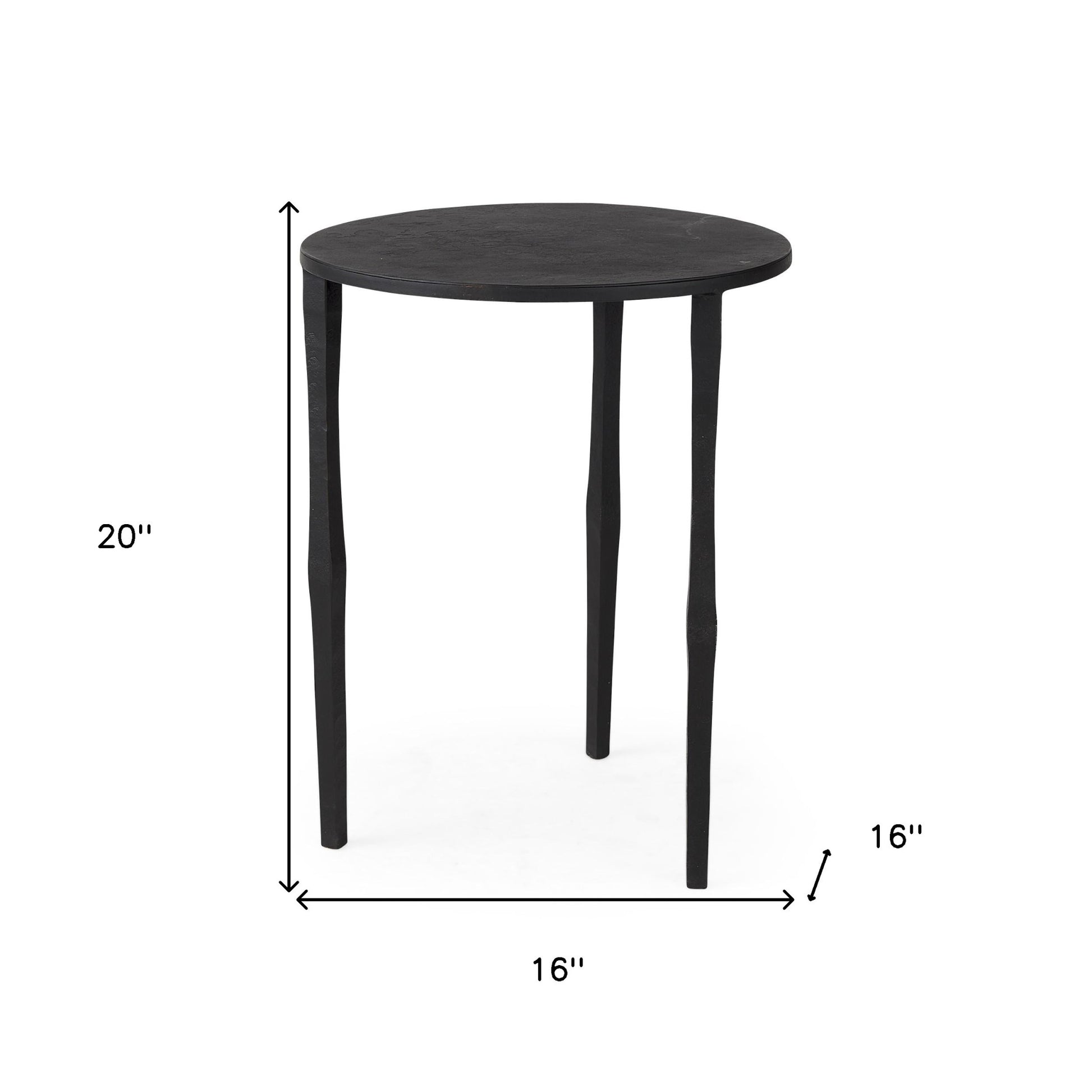 20" Black Iron Round End Table-End-Side Tables-DECOROLALA