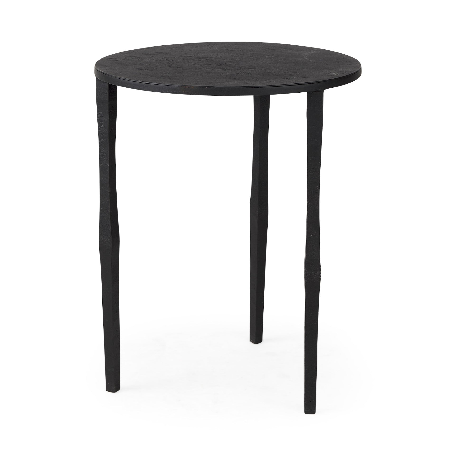 20" Black Iron Round End Table-End-Side Tables-DECOROLALA