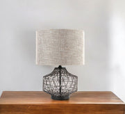 20" Black Lamp Base LED With Brown Shade-Table Lamps-DECOROLALA