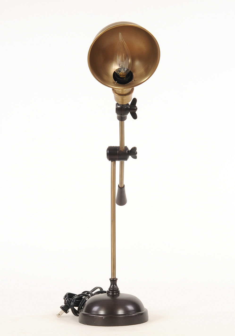 20" Black Metal Adjustable Desk Table Lamp With Gold Bowl Shade-Table Lamps-DECOROLALA