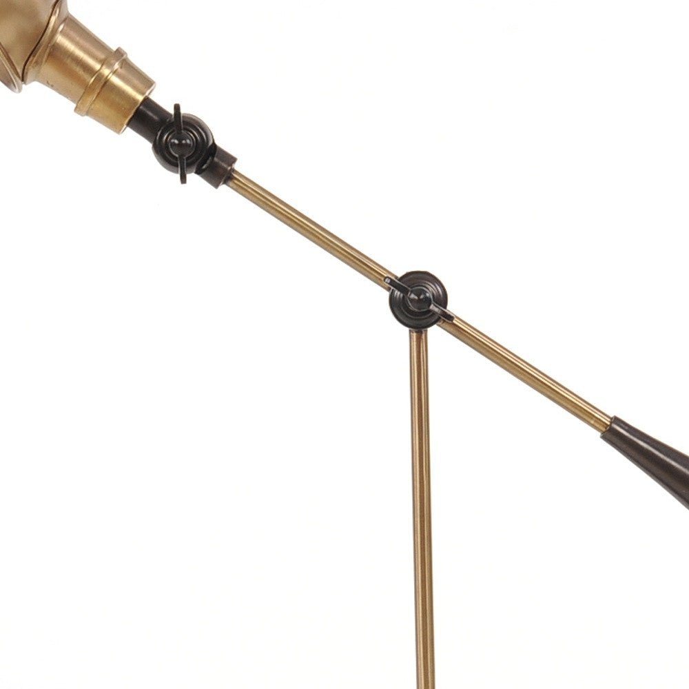 20" Black Metal Adjustable Desk Table Lamp With Gold Bowl Shade-Table Lamps-DECOROLALA