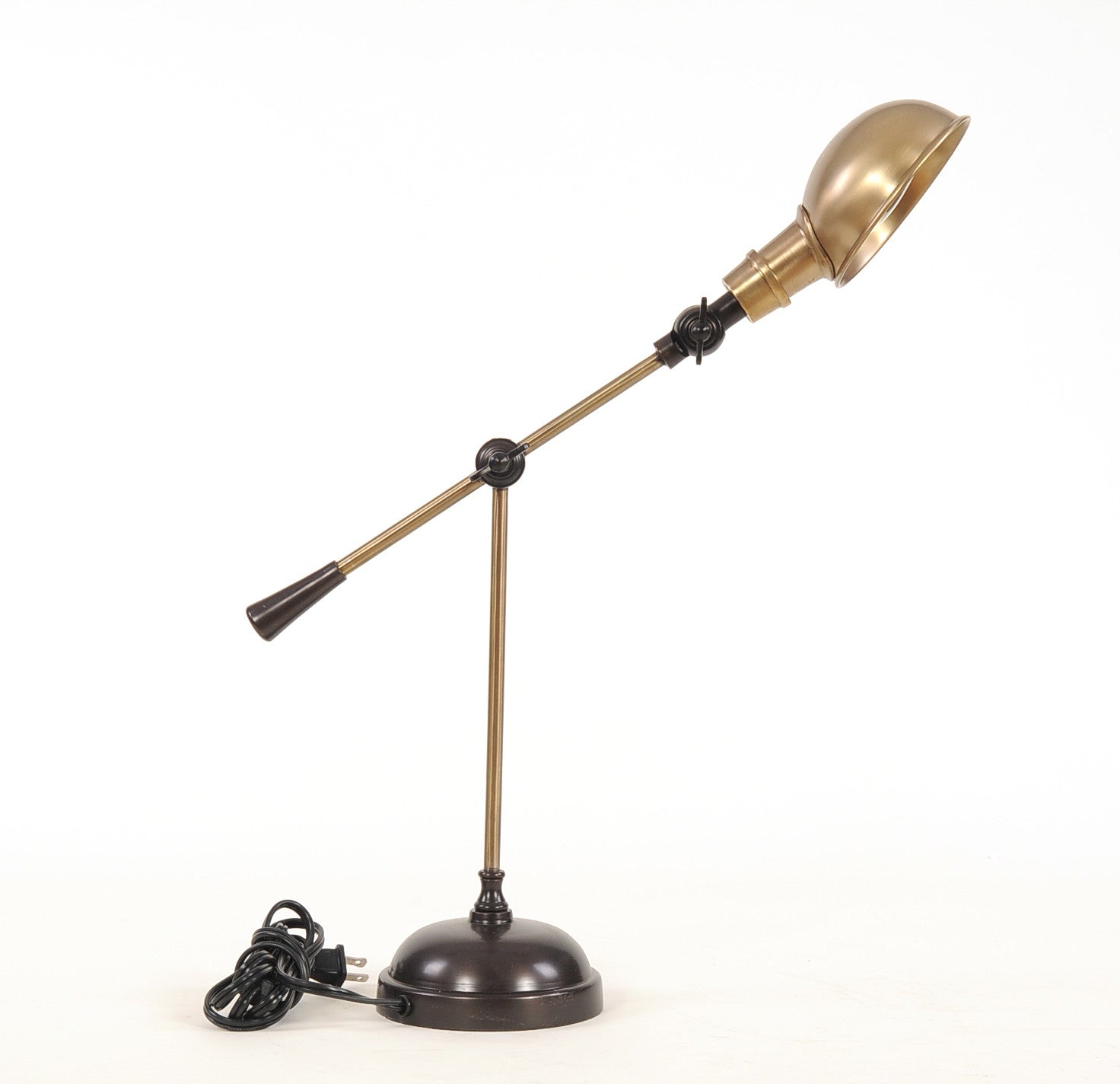 20" Black Metal Adjustable Desk Table Lamp With Gold Bowl Shade-Table Lamps-DECOROLALA