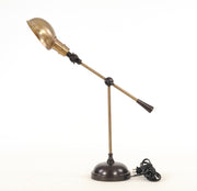 20" Black Metal Adjustable Desk Table Lamp With Gold Bowl Shade-Table Lamps-DECOROLALA
