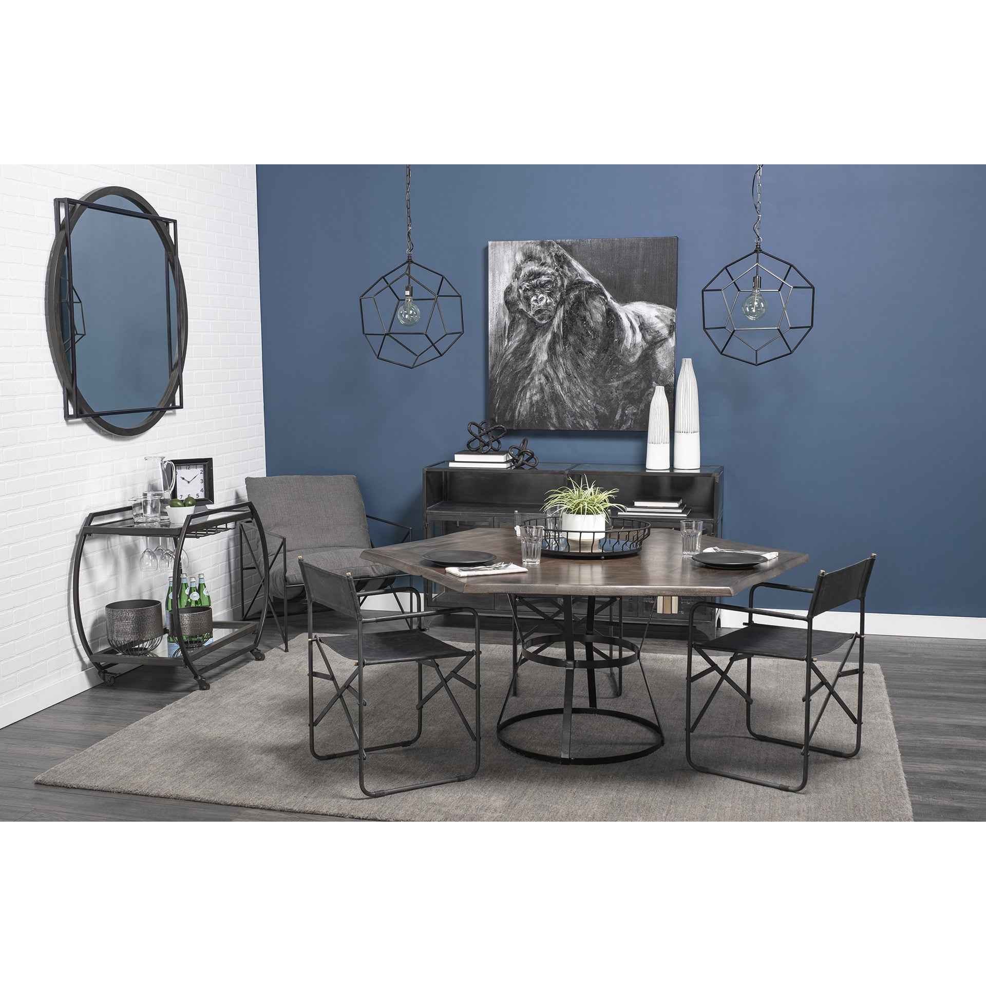 20" Black Round Metal Indoor Outdoor Serving Tray With Handles-Trays-DECOROLALA