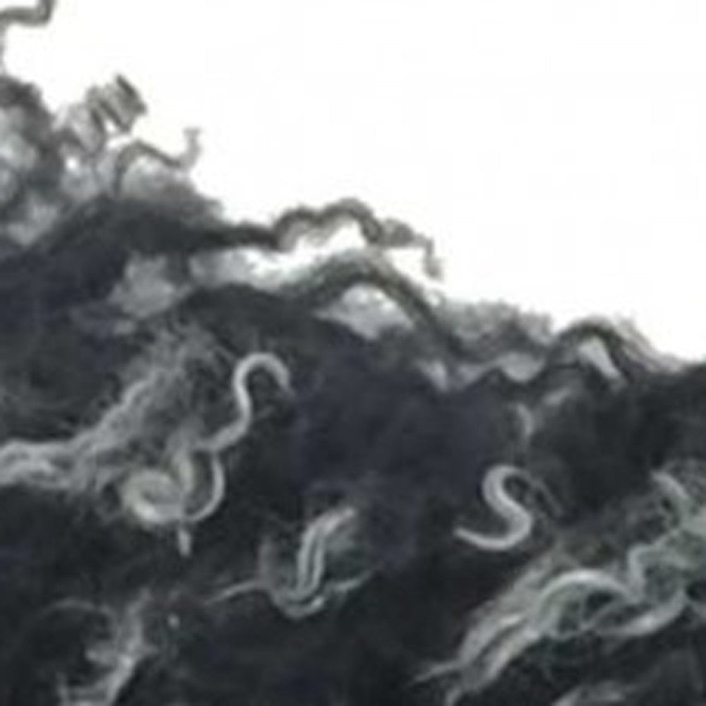 20" Black White Genuine Tibetan Lamb Fur Pillow With Microsuede Backing-Accent Throw Pillows-DECOROLALA