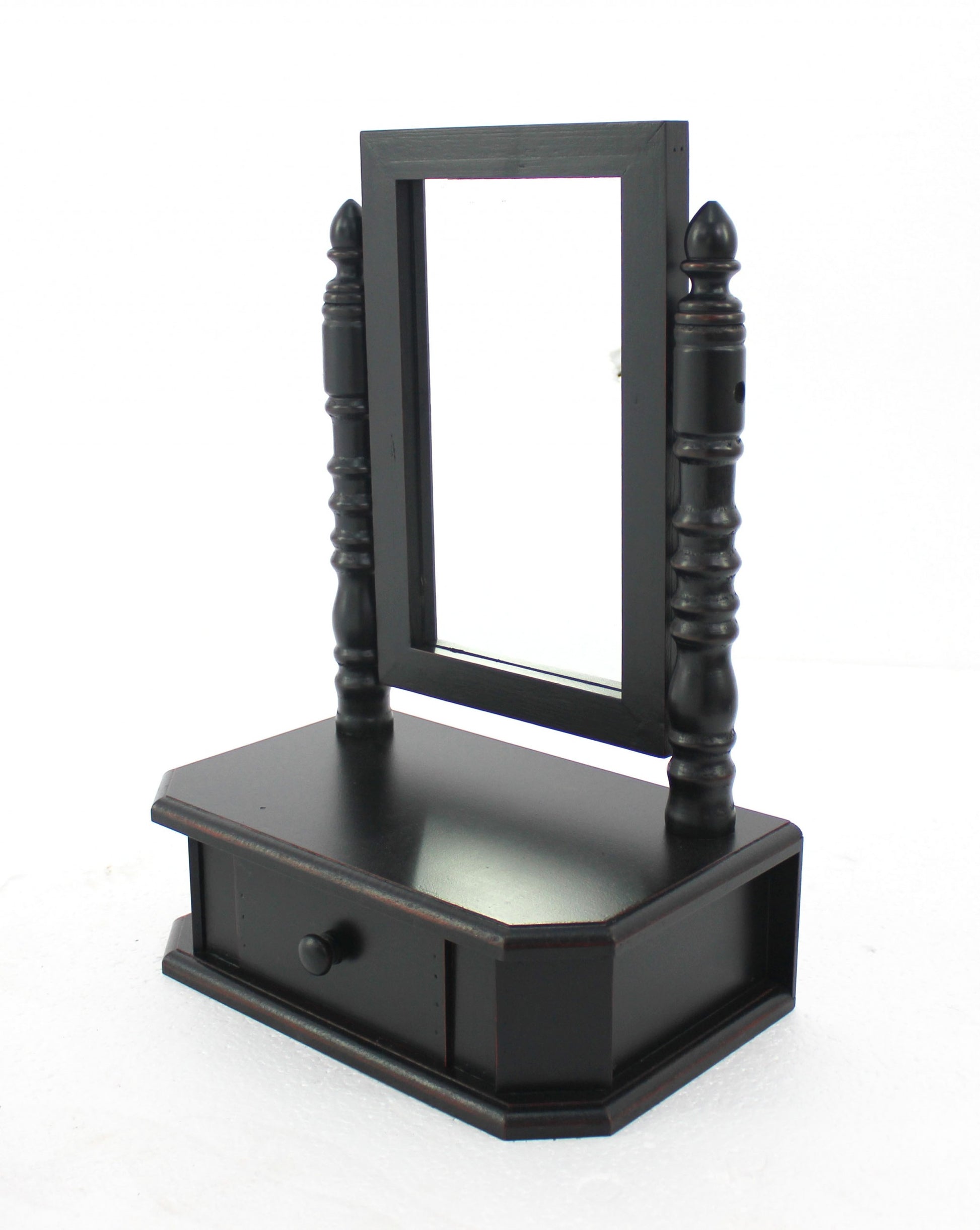 20" Black Wood Framed Freestanding Makeup Shaving Tabletop Mirror-Mirrors-DECOROLALA