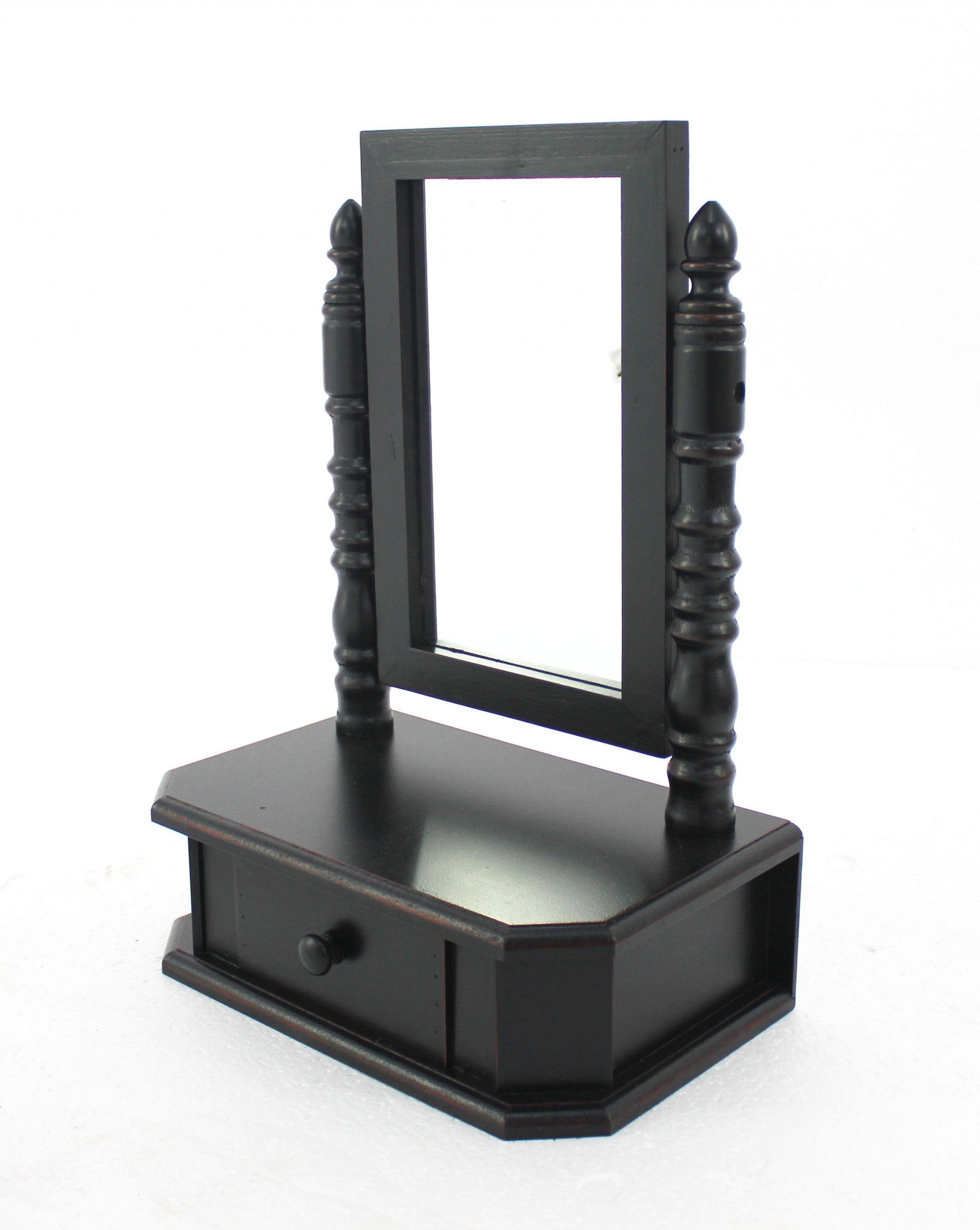 20" Black Wood Framed Freestanding Makeup Shaving Tabletop Mirror-Mirrors-DECOROLALA