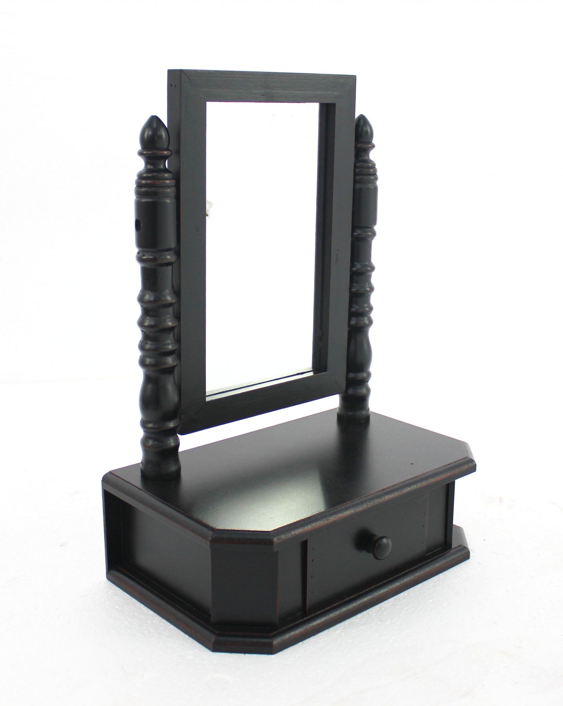 20" Black Wood Framed Freestanding Makeup Shaving Tabletop Mirror-Mirrors-DECOROLALA
