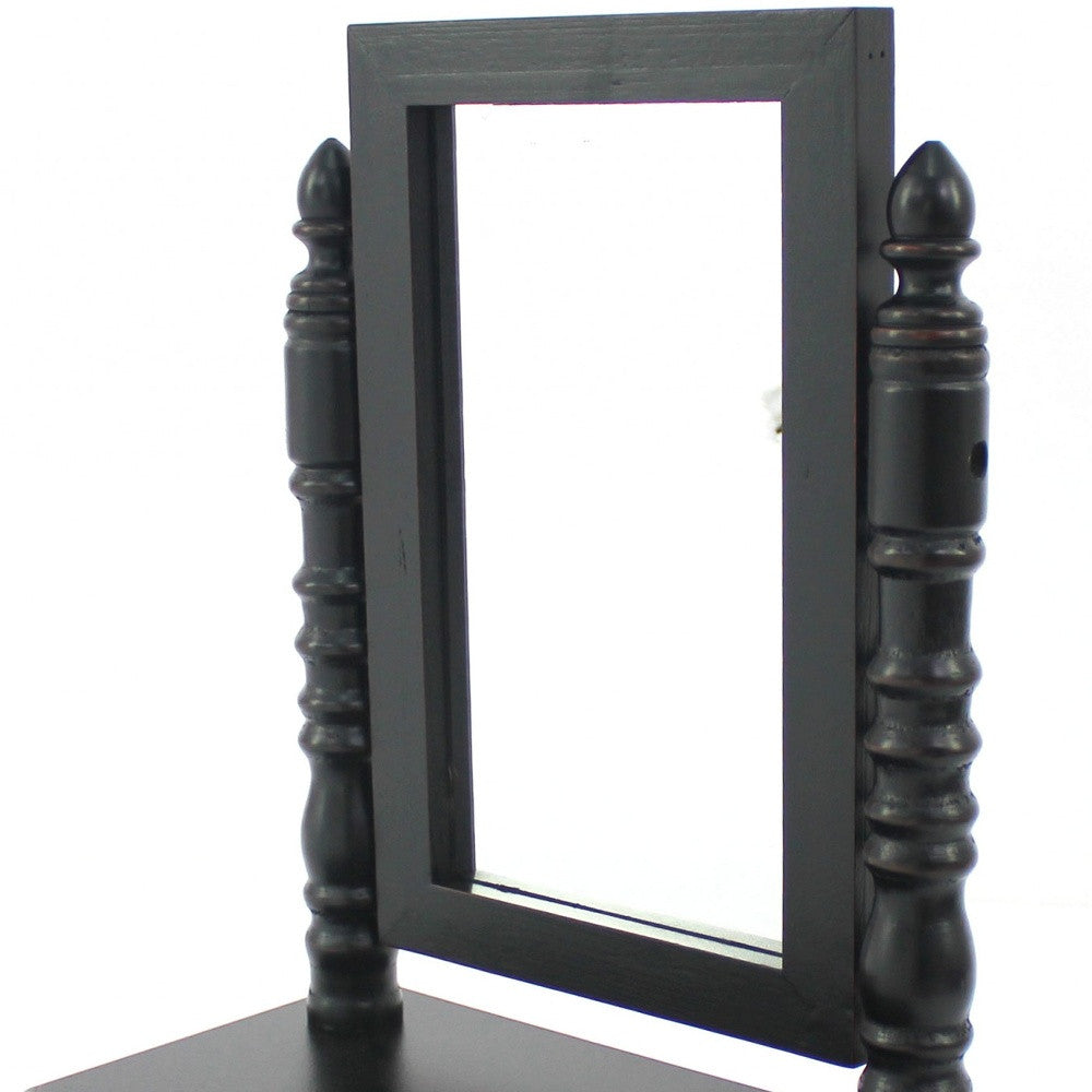 20" Black Wood Framed Freestanding Makeup Shaving Tabletop Mirror-Mirrors-DECOROLALA