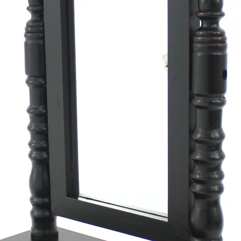 20" Black Wood Framed Freestanding Makeup Shaving Tabletop Mirror-Mirrors-DECOROLALA
