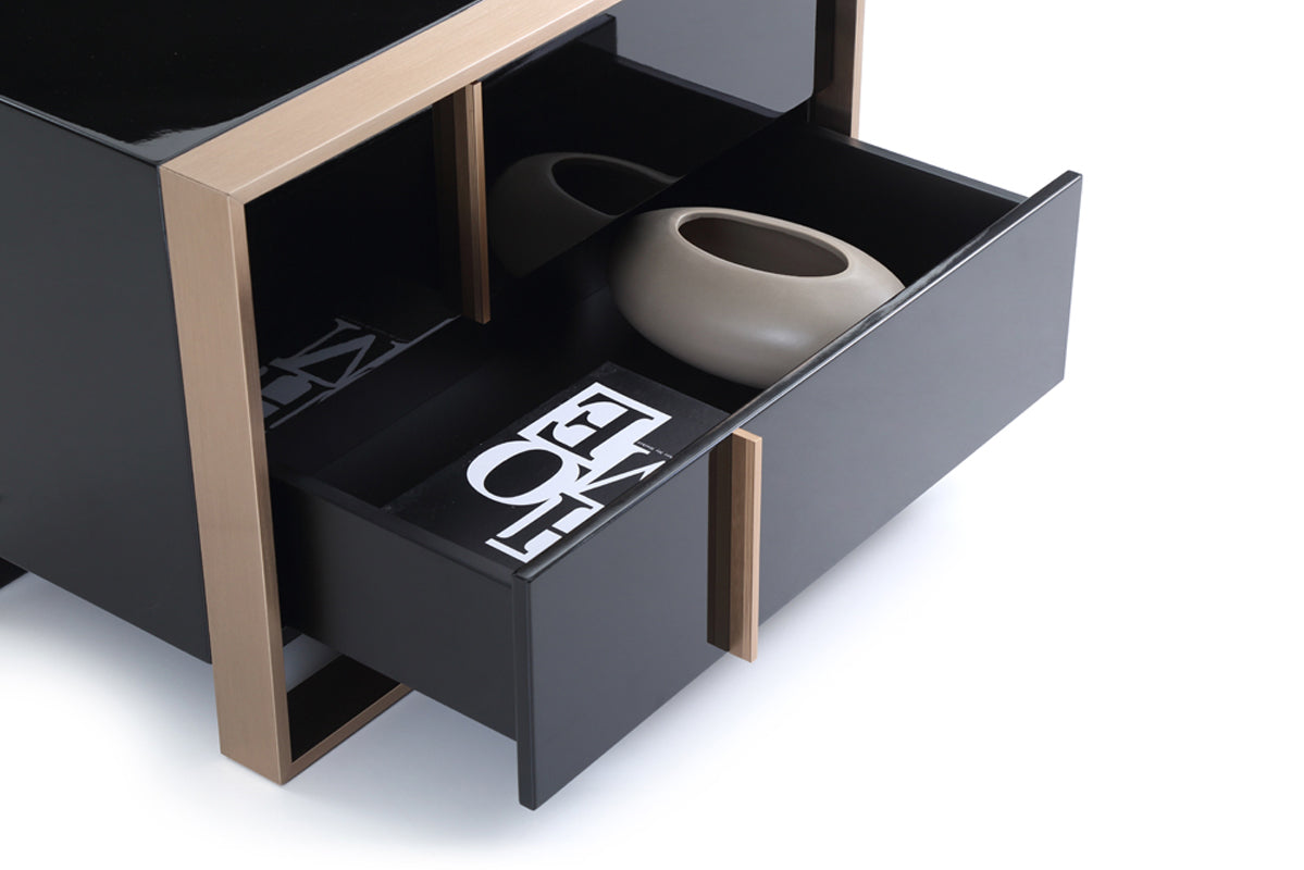 20" Black Wood Two Drawer Nightstand-Nightstands & Bedside Tables-DECOROLALA