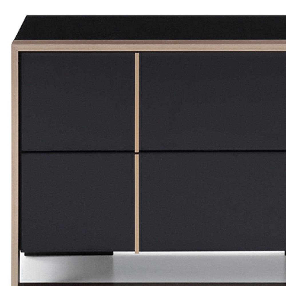 20" Black Wood Two Drawer Nightstand-Nightstands & Bedside Tables-DECOROLALA