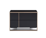 20" Black Wood Two Drawer Nightstand-Nightstands & Bedside Tables-DECOROLALA