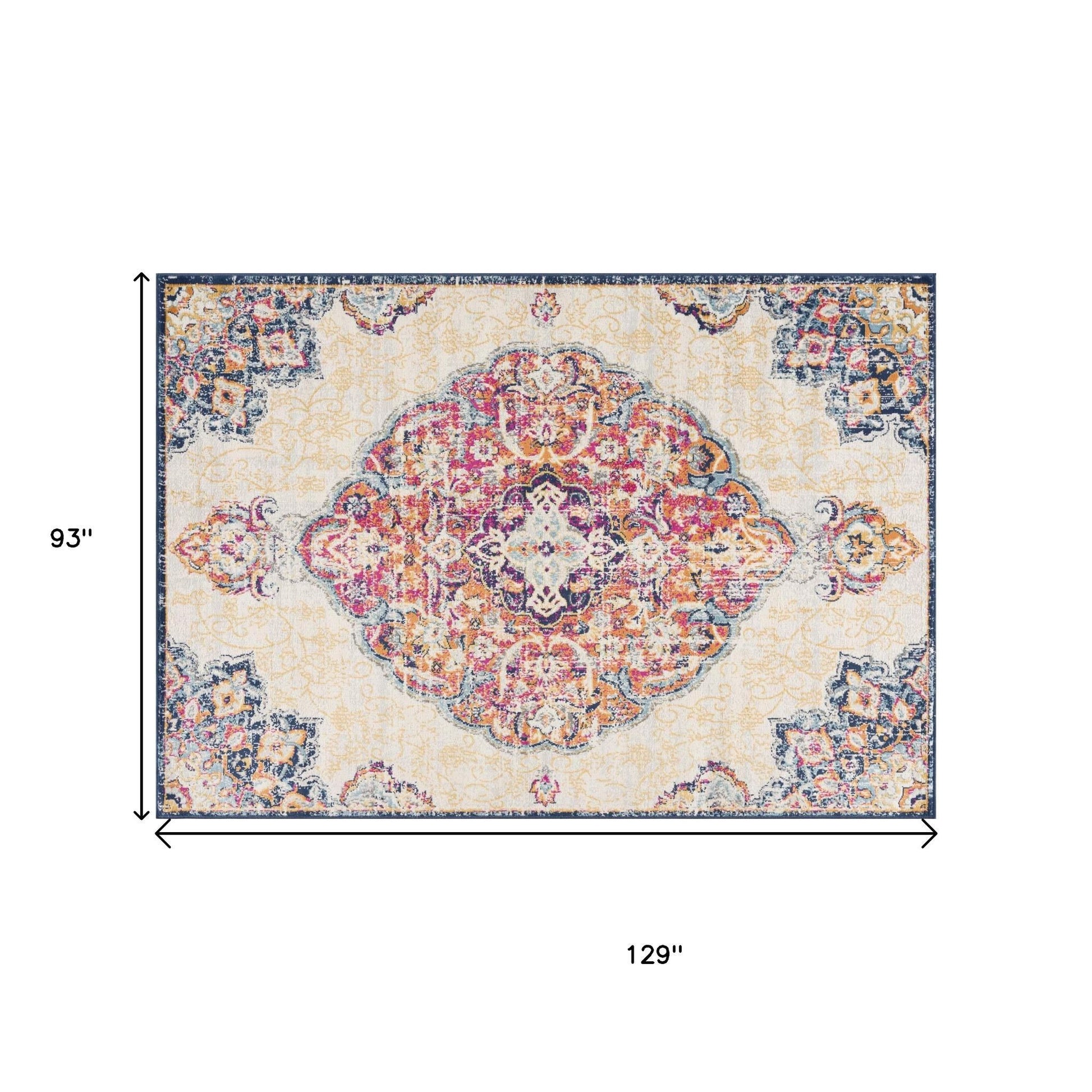 20' Blue And Beige Medallion Runner Rug-Area Rugs-DECOROLALA