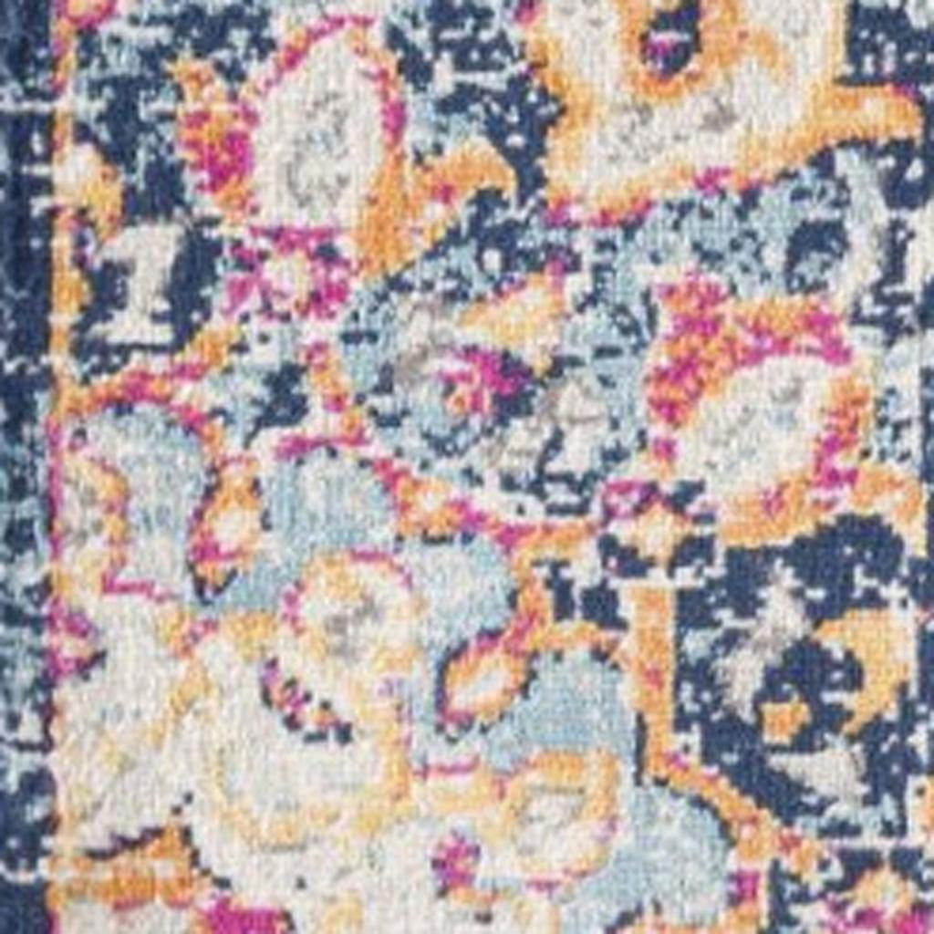 20' Blue And Beige Medallion Runner Rug-Area Rugs-DECOROLALA