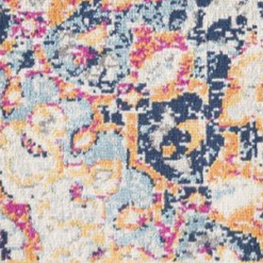 20' Blue And Beige Medallion Runner Rug-Area Rugs-DECOROLALA