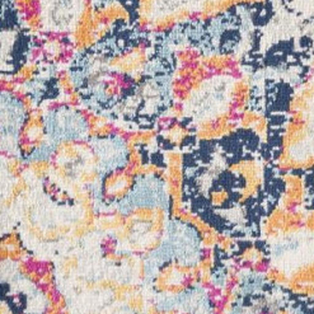 20' Blue And Beige Medallion Runner Rug-Area Rugs-DECOROLALA