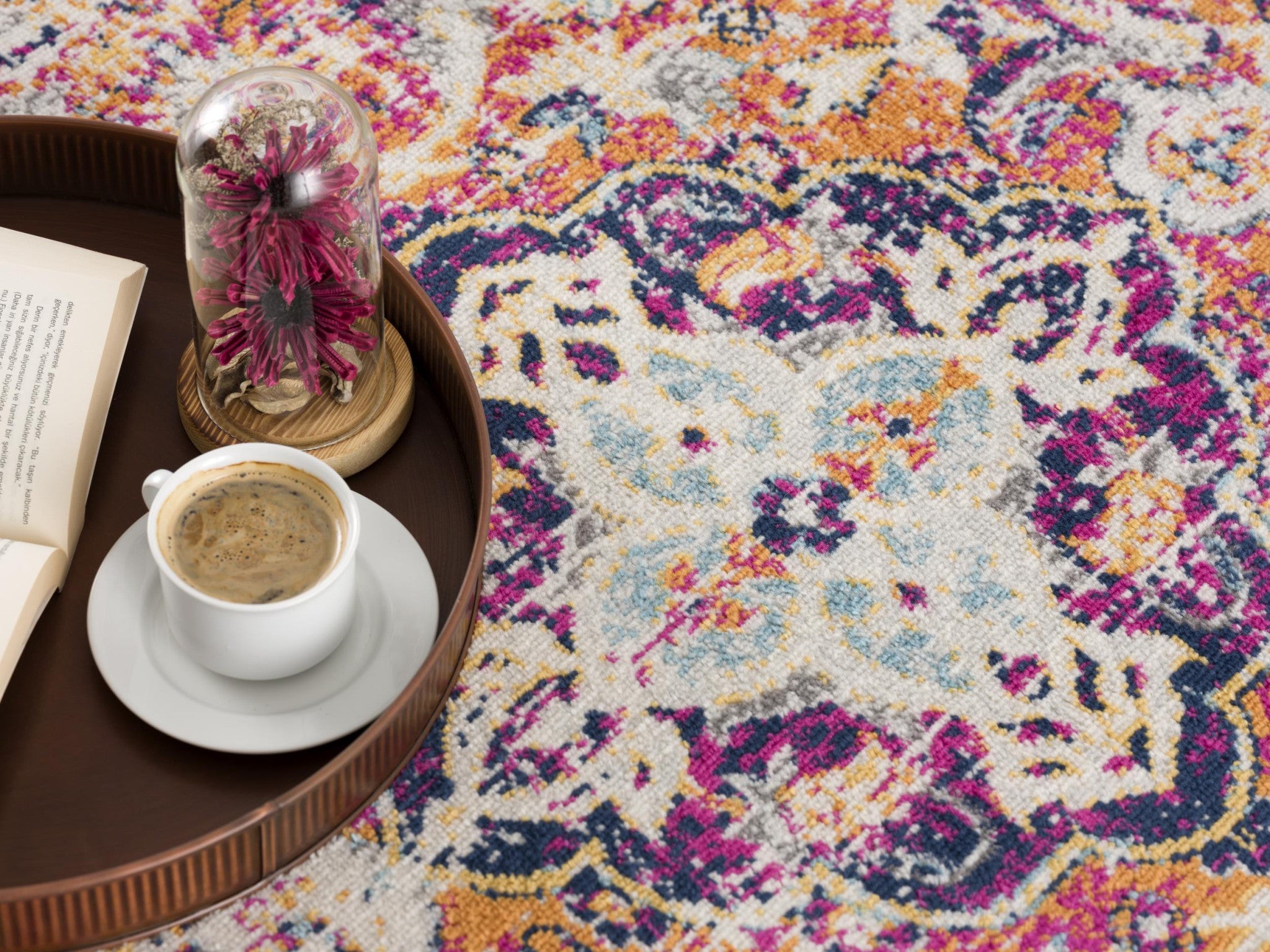 20' Blue And Beige Medallion Runner Rug-Area Rugs-DECOROLALA