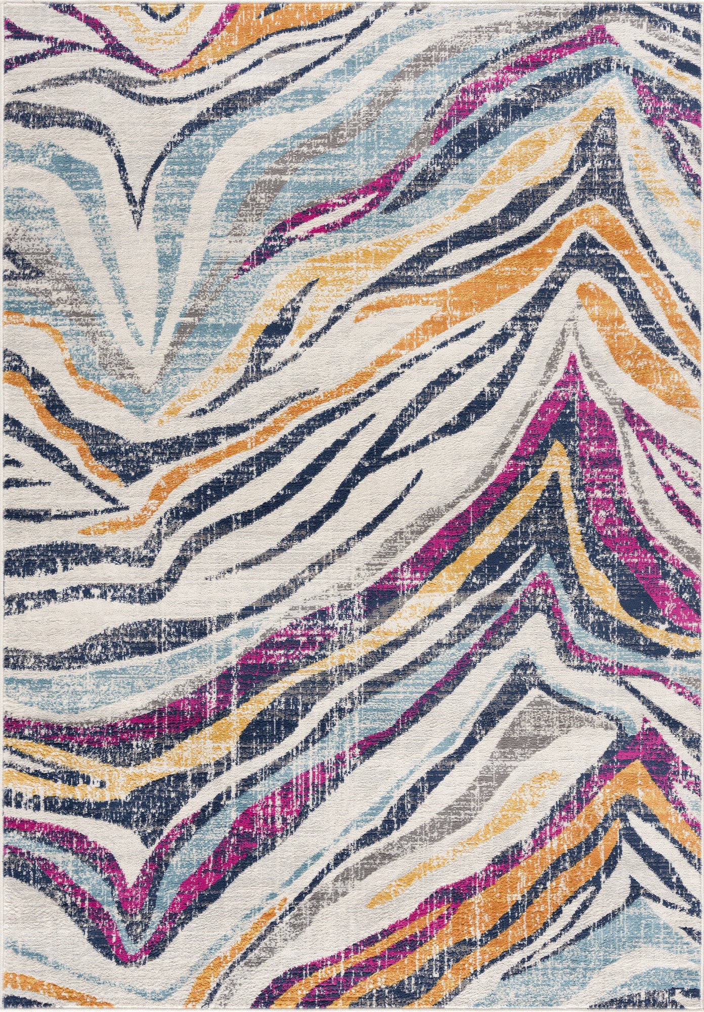 20' Blue And Gold Abstract Runner Rug-Area Rugs-DECOROLALA