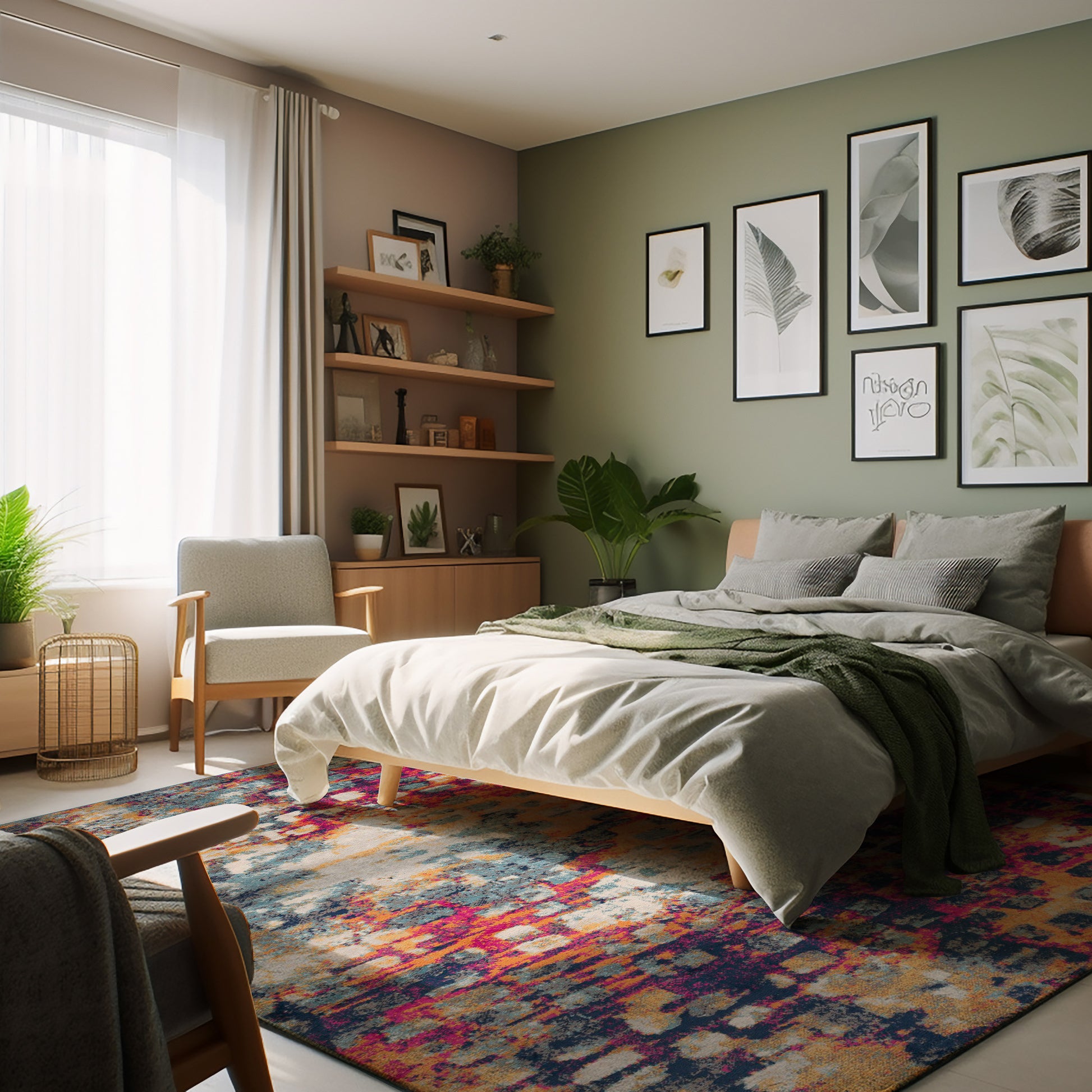 20' Blue And Ivory Abstract Runner Rug-Area Rugs-DECOROLALA