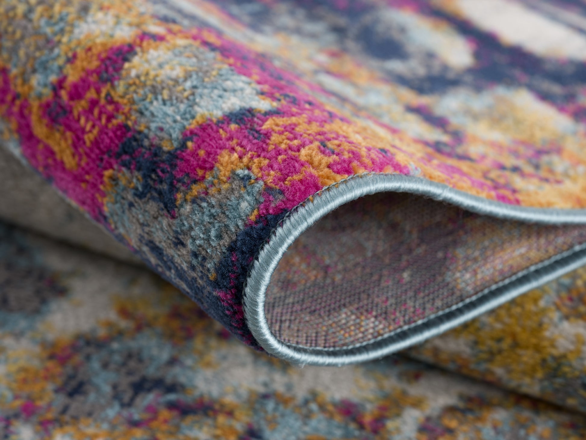 20' Blue And Ivory Abstract Runner Rug-Area Rugs-DECOROLALA