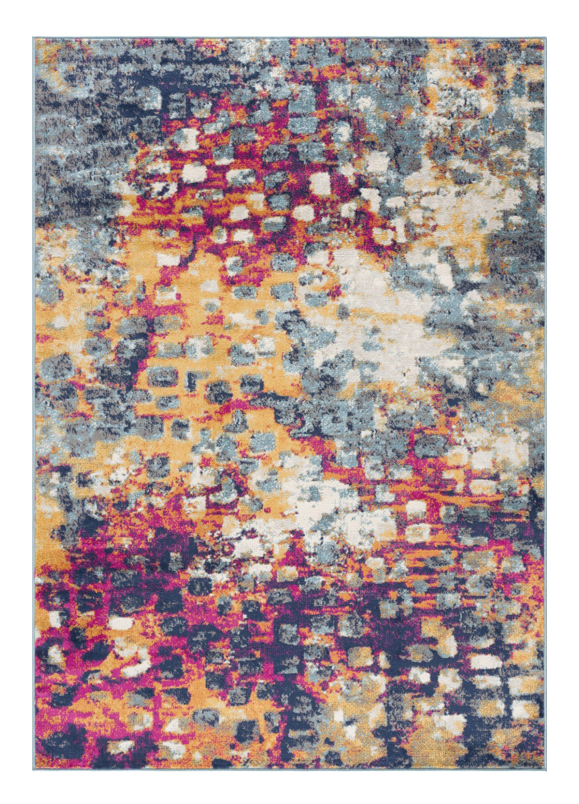 20' Blue And Ivory Abstract Runner Rug-Area Rugs-DECOROLALA