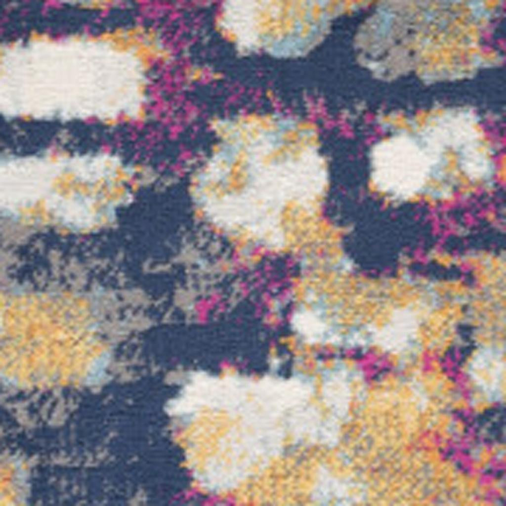 20' Blue And Ivory Abstract Runner Rug-Area Rugs-DECOROLALA