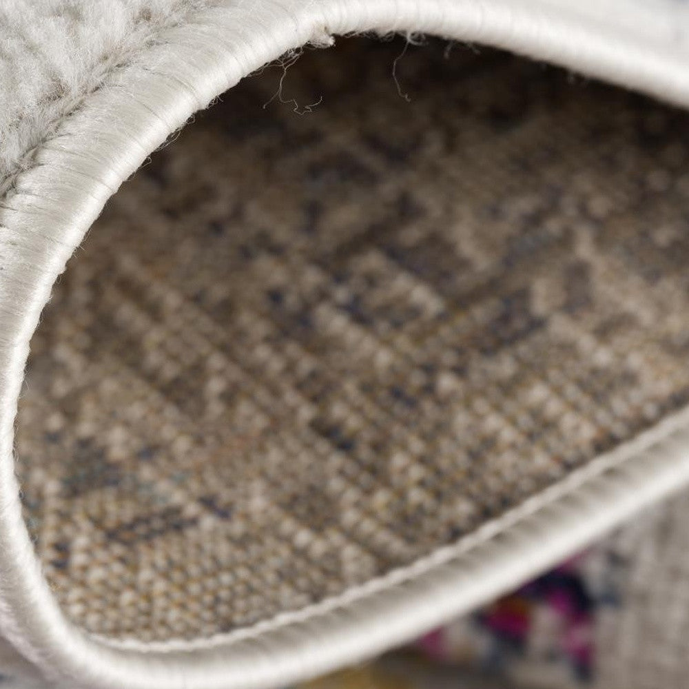 20' Blue And Ivory Floral Distressed Runner Rug-Area Rugs-DECOROLALA