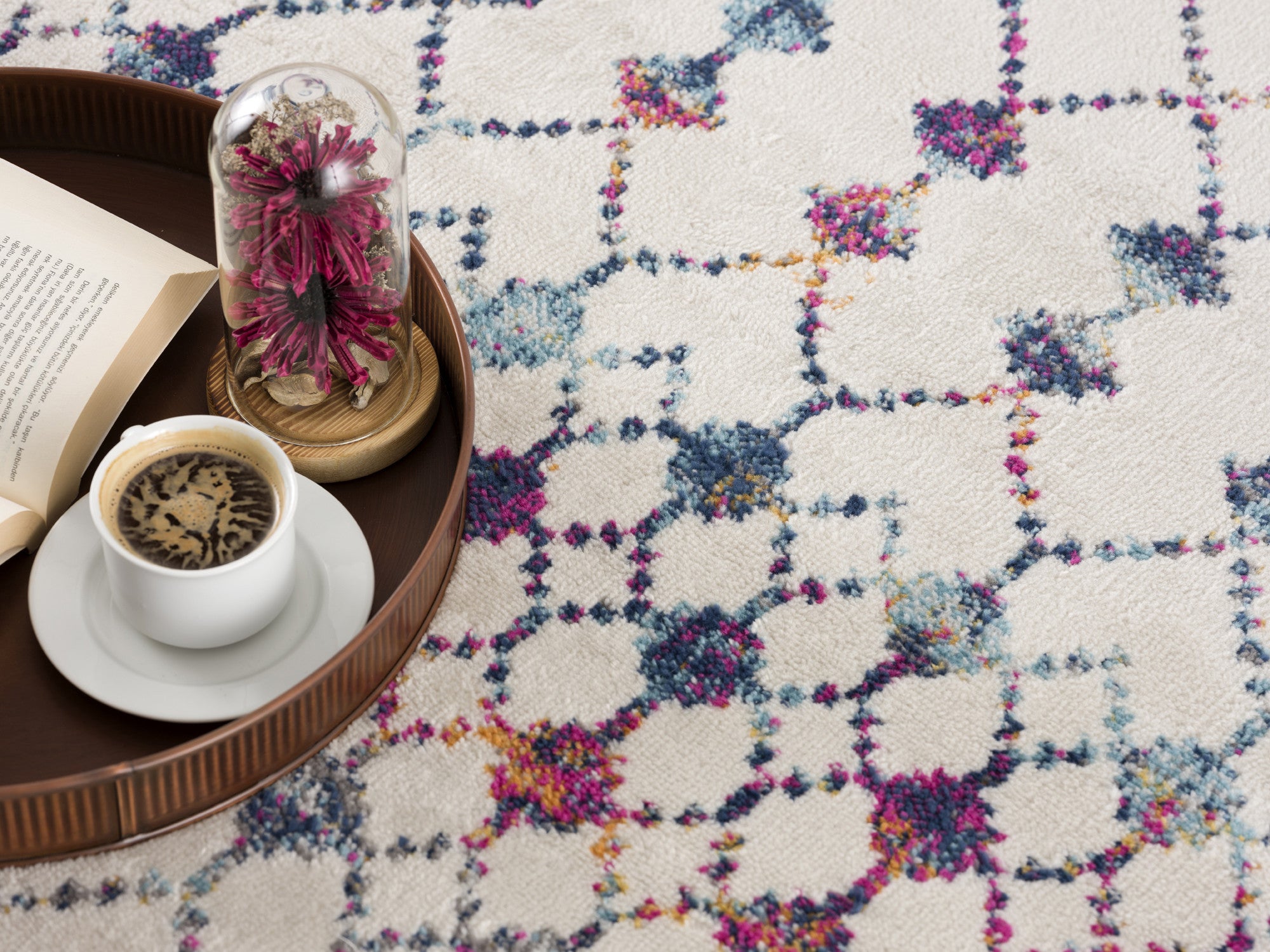 20' Blue And Ivory Ikat Runner Rug-Area Rugs-DECOROLALA