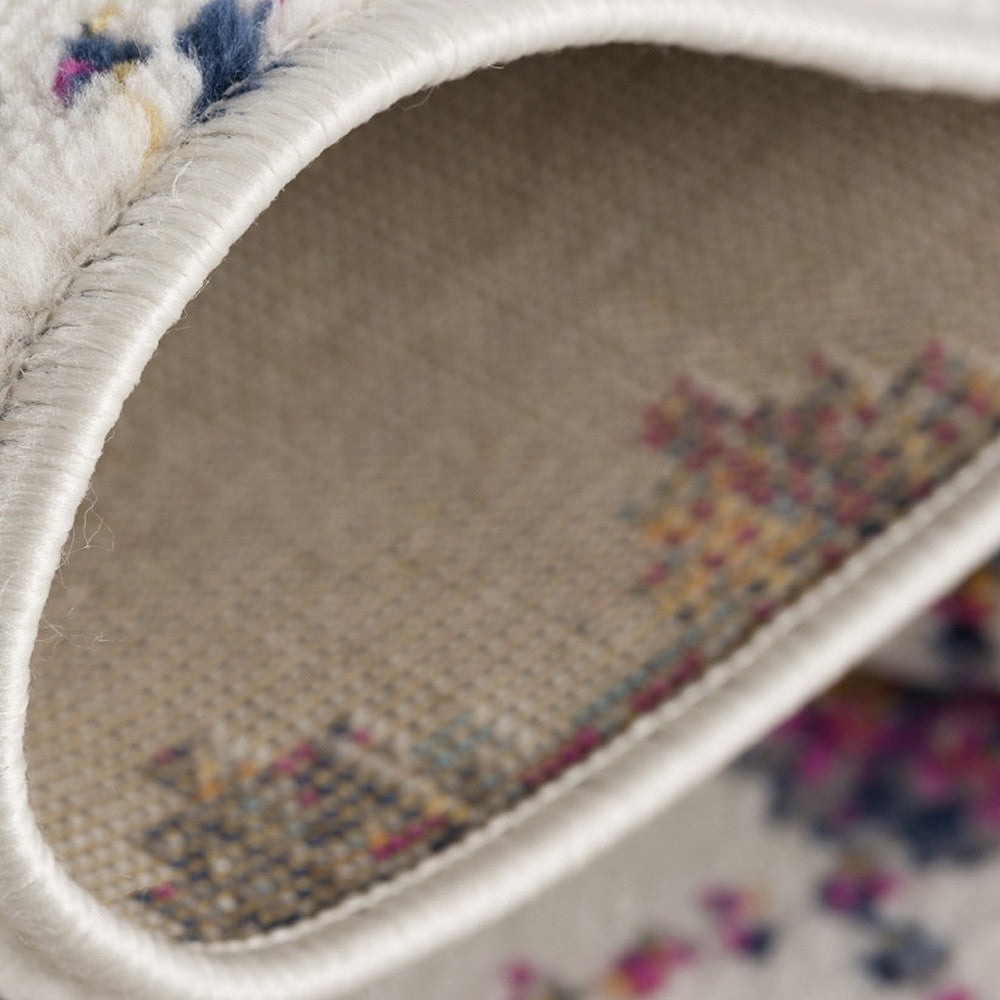 20' Blue And Ivory Ikat Runner Rug-Area Rugs-DECOROLALA