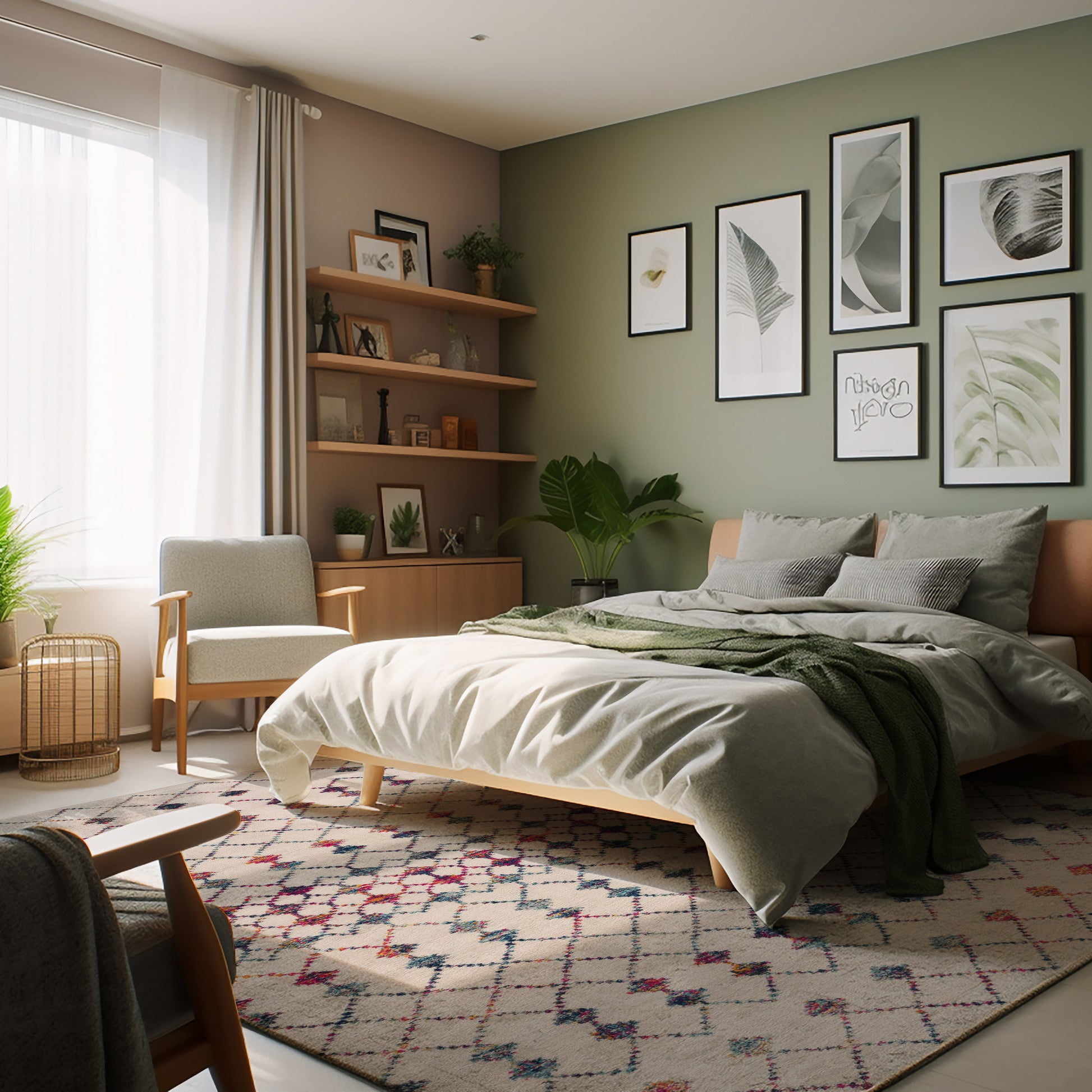 20' Blue And Ivory Ikat Runner Rug-Area Rugs-DECOROLALA